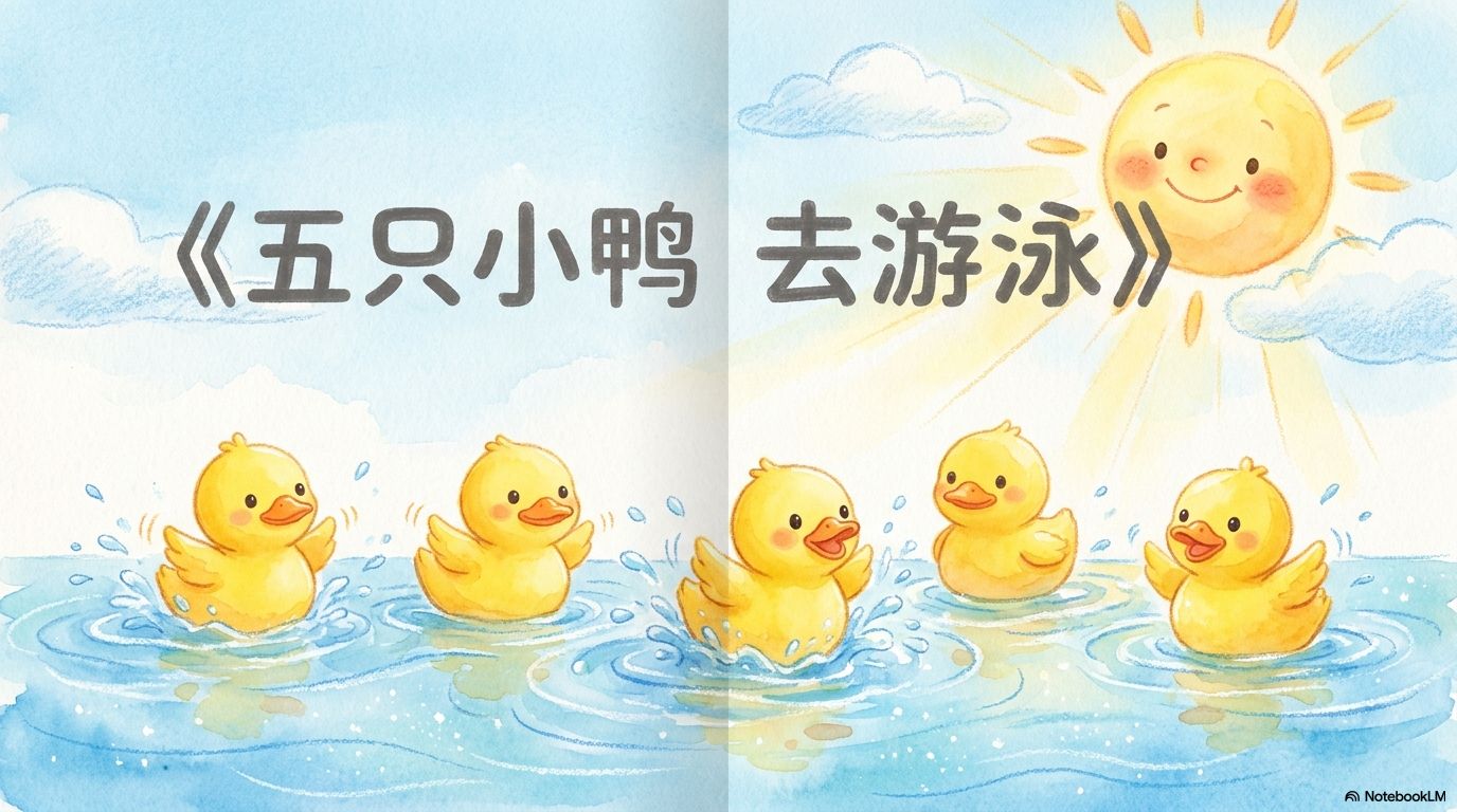五只小鸭去游泳
